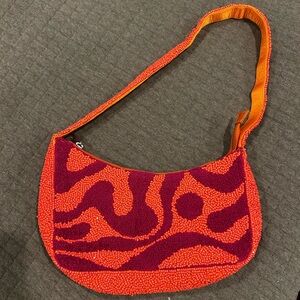 Beaded Red and Orange Women's Shoulder Bag